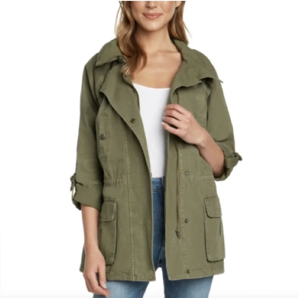 Matty M Army Green Utility anorak style Jacket with optional folded sleeves - Picture 1 of 13